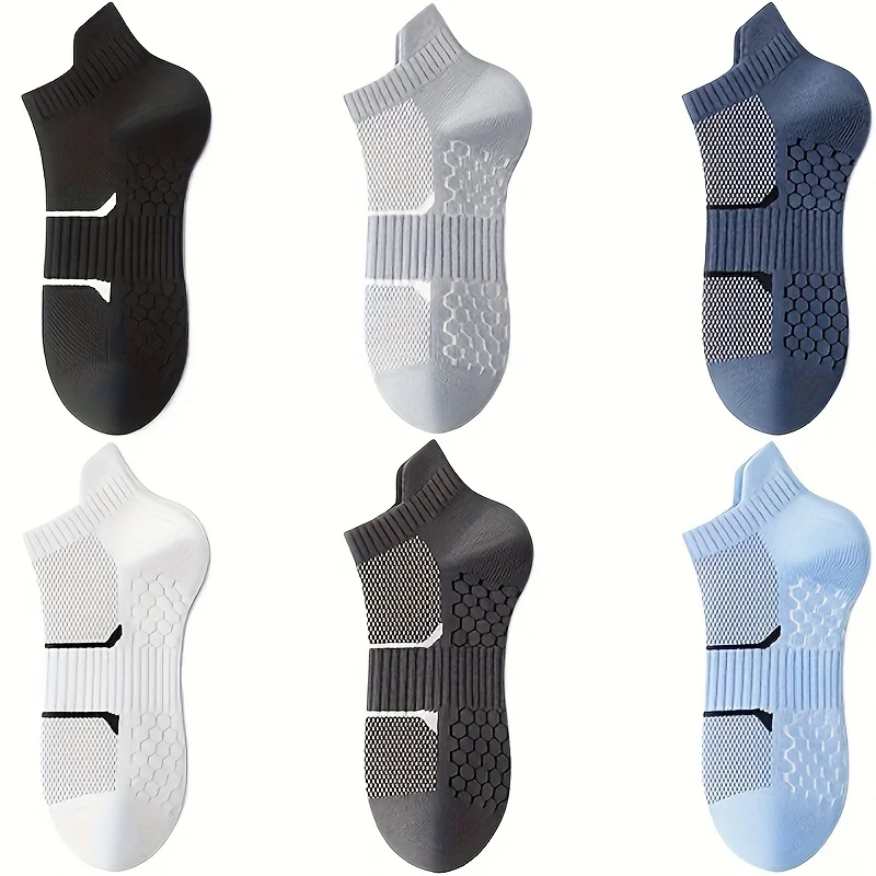 6 أزواج من الجوارب الرجالية ذات القطع المنخفضة، تصميم ماص للرطوبة وجيد التهوية للجري وصالة الألعاب الرياضية والاستخدام اليومي