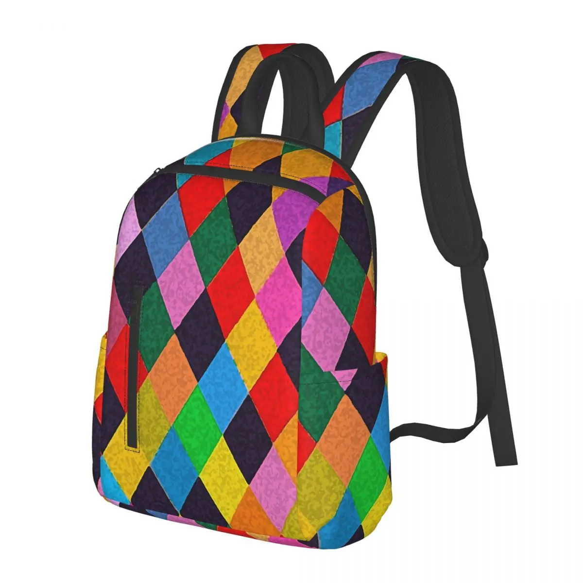 Mardi Gras Harlequin Plaid Playing Cards Rhombi Student Backpack School Bag  Travel Daypack for Boys Girls Bookbag Shoulder Bags