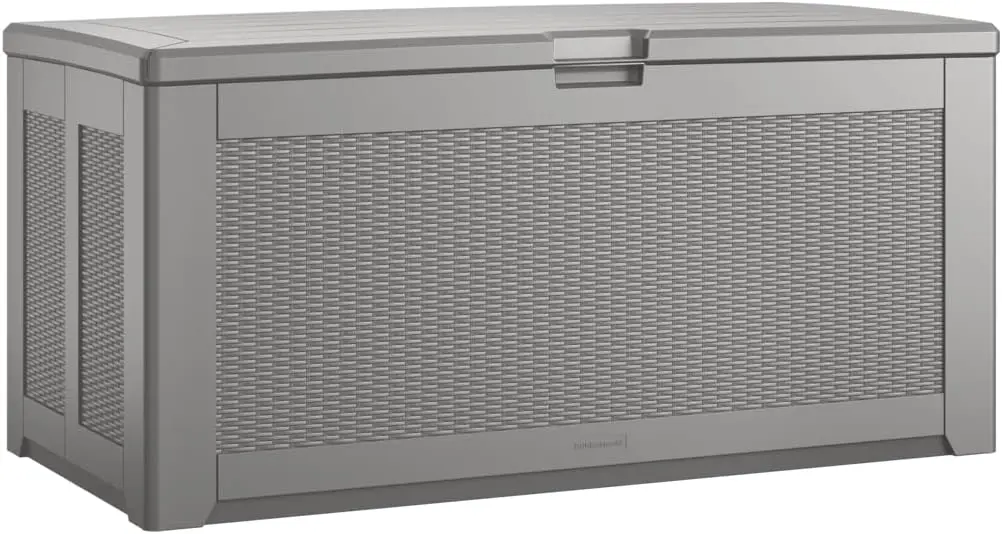 Rubbermaid Extra Large Resin Outdoor Storage Deck Box (134 Gal), Weather Resistant, Gray, Deck Organization For