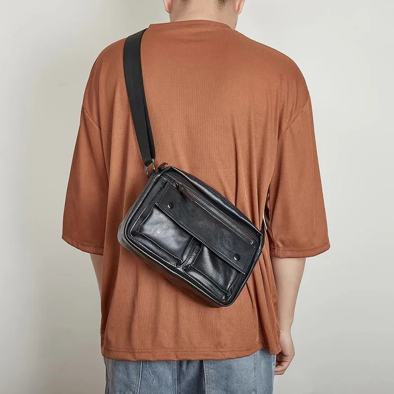 Korean Style Men Shoulder Bags Leather Man Side Bag Fashion iPad Bag Male Messenger Bags