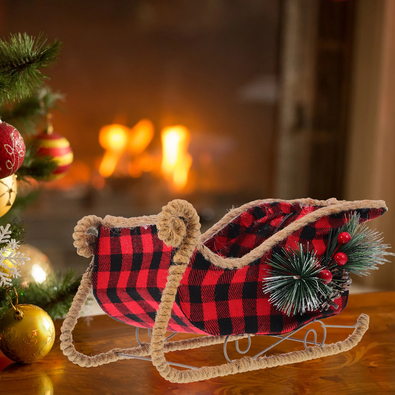 

Tabletop Christmas Sleigh Decor Xmas Holiday Theme Sleigh Festive Party Scene Layout Prop Desktop Decoration Xmas Ornament Party