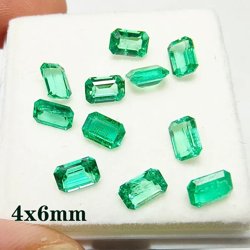 Lab Grown Columbia Emerald Small Size Emerald Shape Charms Gemstone DIY Ring Necklace Earrings Main Materials with Certificate