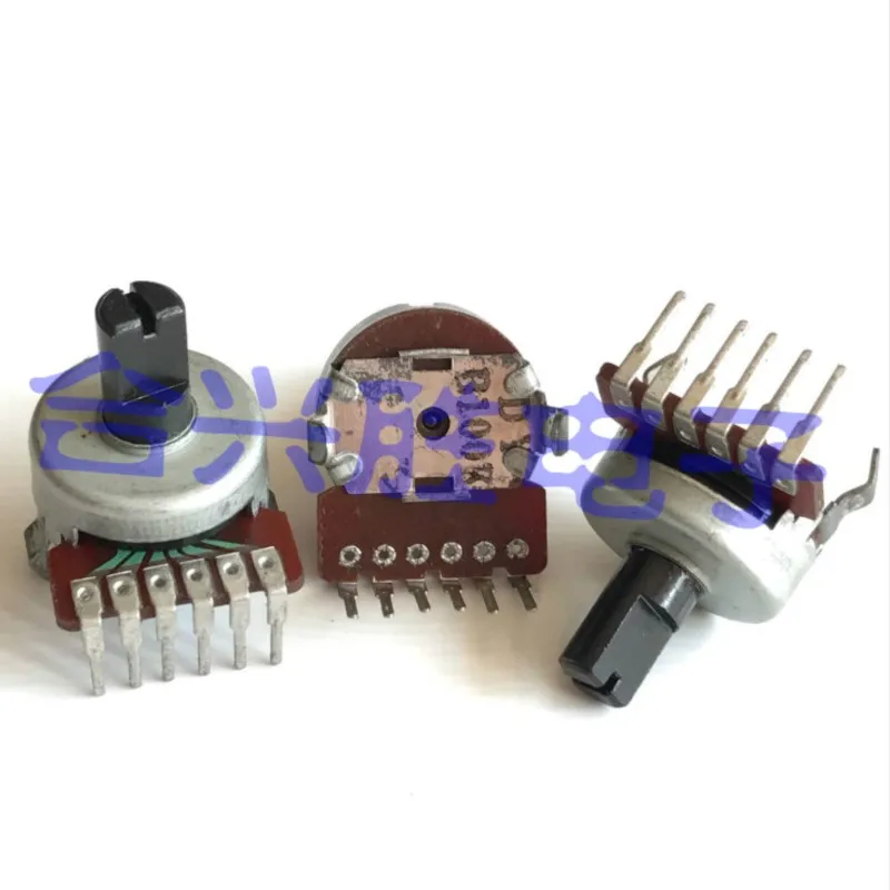 1 Piece 161 Type Fever Audio Speaker Amplifier Volume Dual Potentiometer B100K B104 6 Pin Half Shaft length 10MM