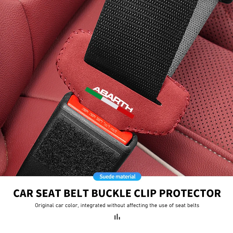 2pcs Suede Car Seat Belt Buckle Cover Soft Anti Drop Protector For Abarth 595 695 500 124 Spider 4S Panda 5CC TC view 5