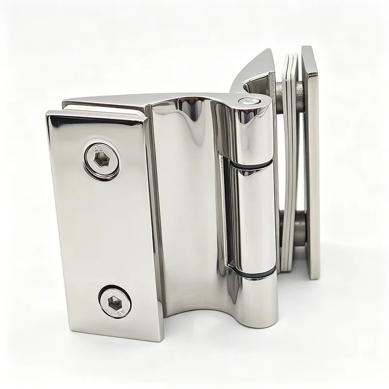 180 Degree Arc Hinge 304 Stainless Steel Cast Glass Door Hinge for Bathroom External Opening