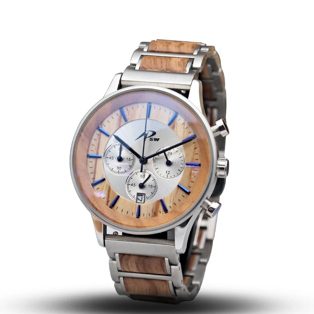 Olive Wood Stainless Steel Waterproof Luxury Business Wooden Watches