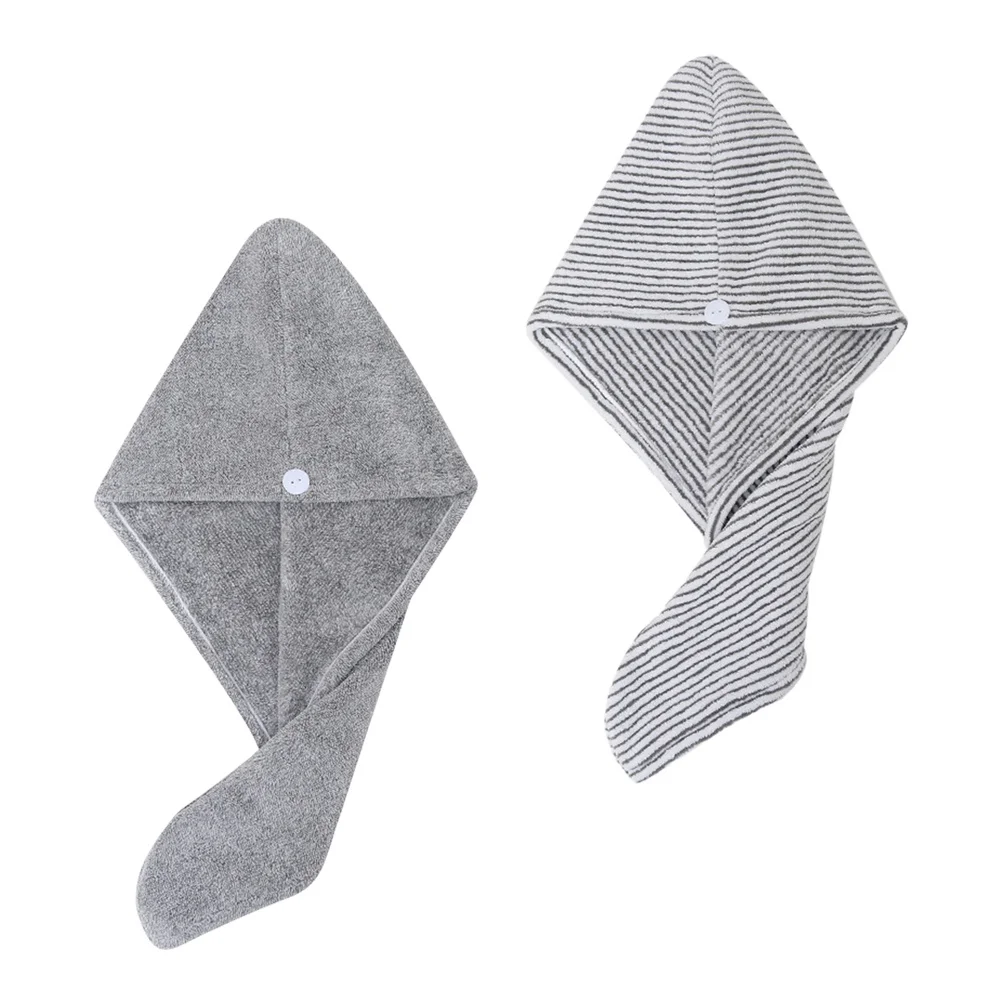 

2Pcs Gentle Hair Drying Cap Bamboo Charcoal Fiber Quick Dry Towel for Smooth Frizz Free Hair Fast Drying Cap Shower