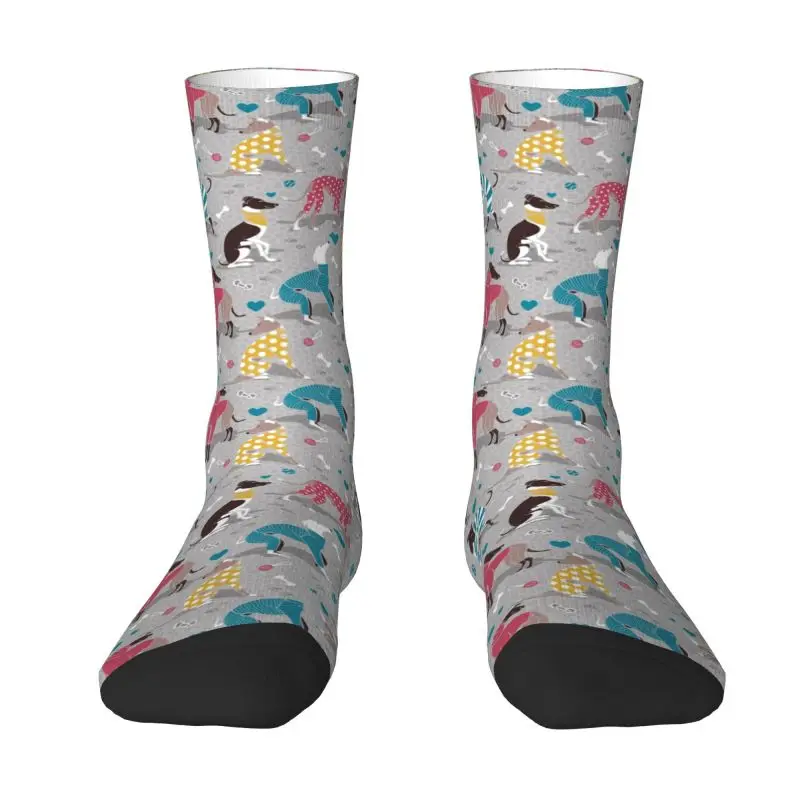 Funny Printing Whippet Greyhounds Dogwalk Socks for Women Men Stretchy Summer Autumn Winter Dog Sihthound Animal Crew Socks