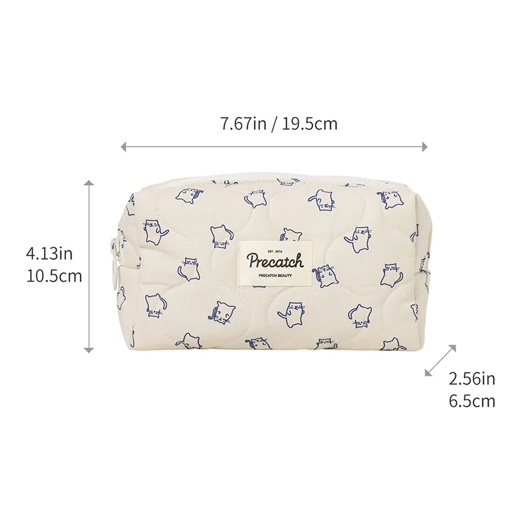 Cartoon Handbemalte Kätzchen-Aufbewahrungstasche Stoff-Kosmetiktasche Tragbare Reise-Toilettentasche Damen-Make-up-Tasche – Detail 1