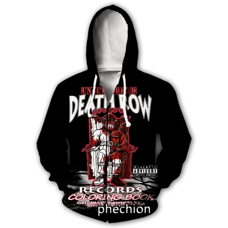 

phechion New Men/Women DEATH ROW 3D Printed Casual Zipper Hoodies Fashion Men Loose Sporting Zip Up Hoodies J72