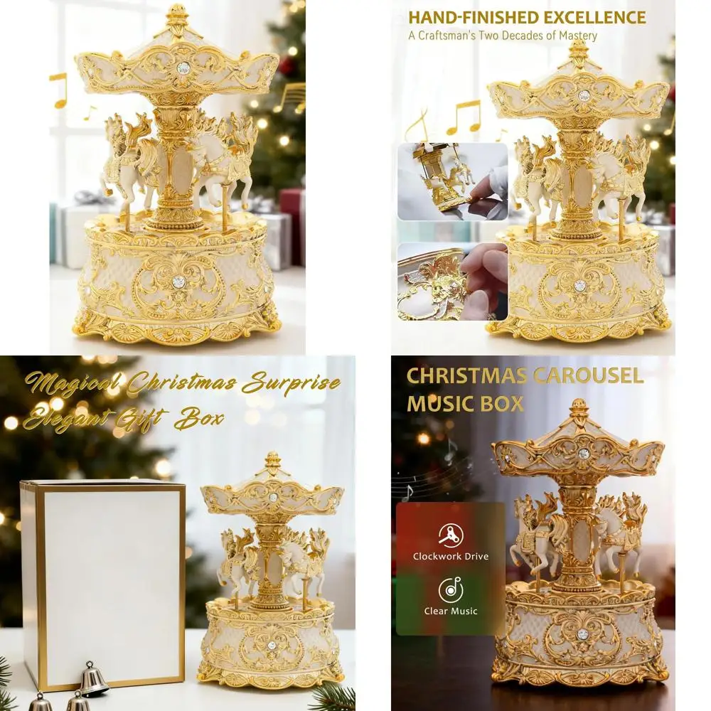 

Заводная музыкальная шкатулка-карусель с лошадью - рождественское украшение со снежным шаром, домашний декор в подарок для всех возрастов