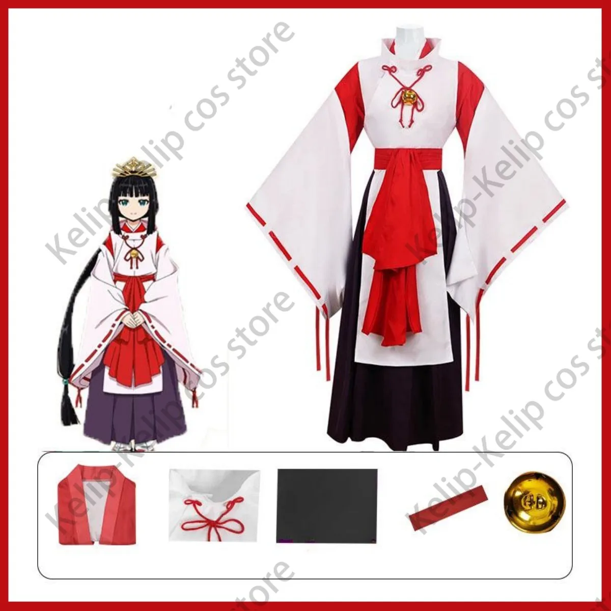 New Anime Elusive Samurai Shizuku Cosplay Costume White Red Kimono Uniforms Skirt Adult Woman Lovely Kawaii Birthday Party Suit