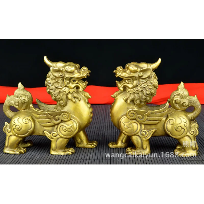

Pair Of Brass Pixiu Ornaments Office Opening Gift Living Room Home Decor