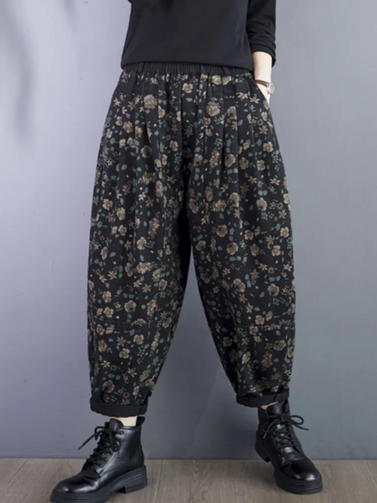 Oversized Jeans Spring Summer Flower Floral Print Pant Women High Waist Casual Fashion Ladies Trousers Loose Woman Harem Pants