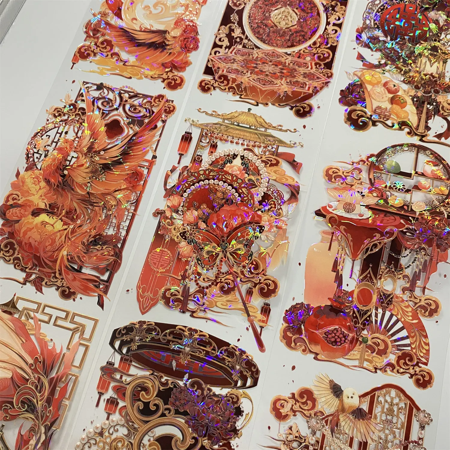 

Декоративная клейкая лента Pet Washi Tape E73 Phoenix Yu Fei Witch Dragon Koi Fish Attic Red Antique для скрапбукинга