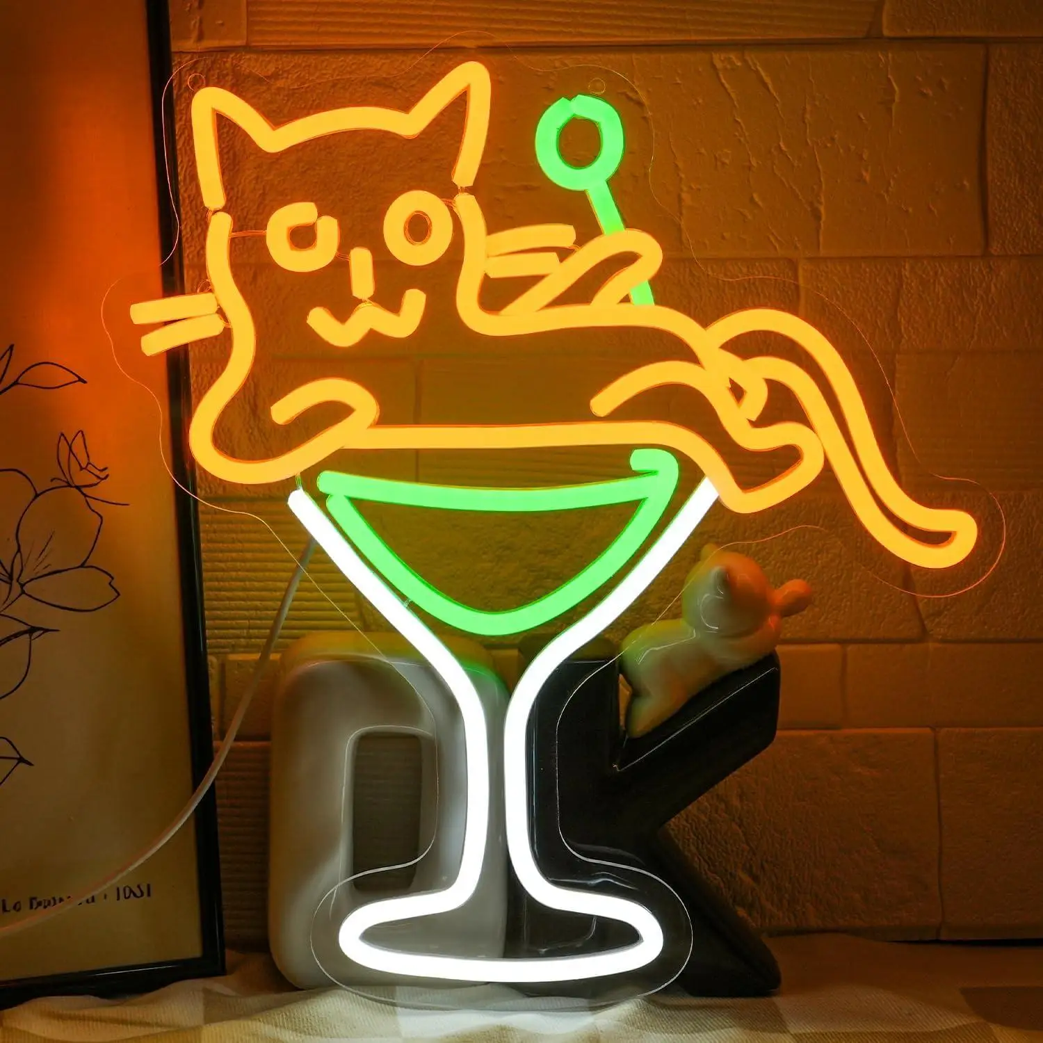 

Cat Martini Cocktail Neon Sign LED Animal Neon Lights for Bar Kitchen Lounge Tavern Bistro Shop Decor Business Bar Signs Gifts