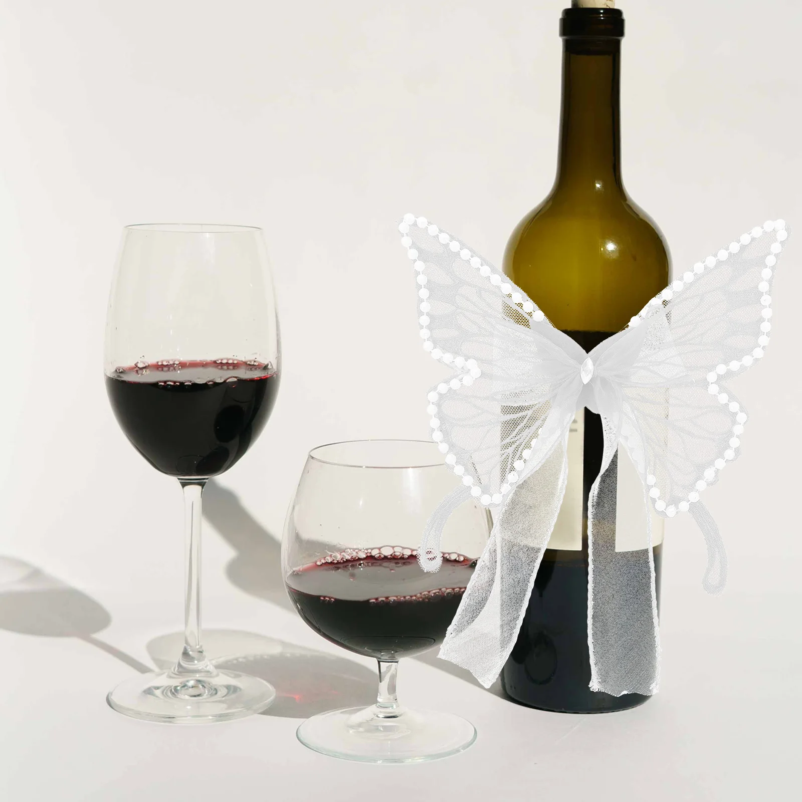 

Butterfly Decorations Black Gauze Pearl Holiday Party Accessories Bottle Decorative Prop Mini nament Prop