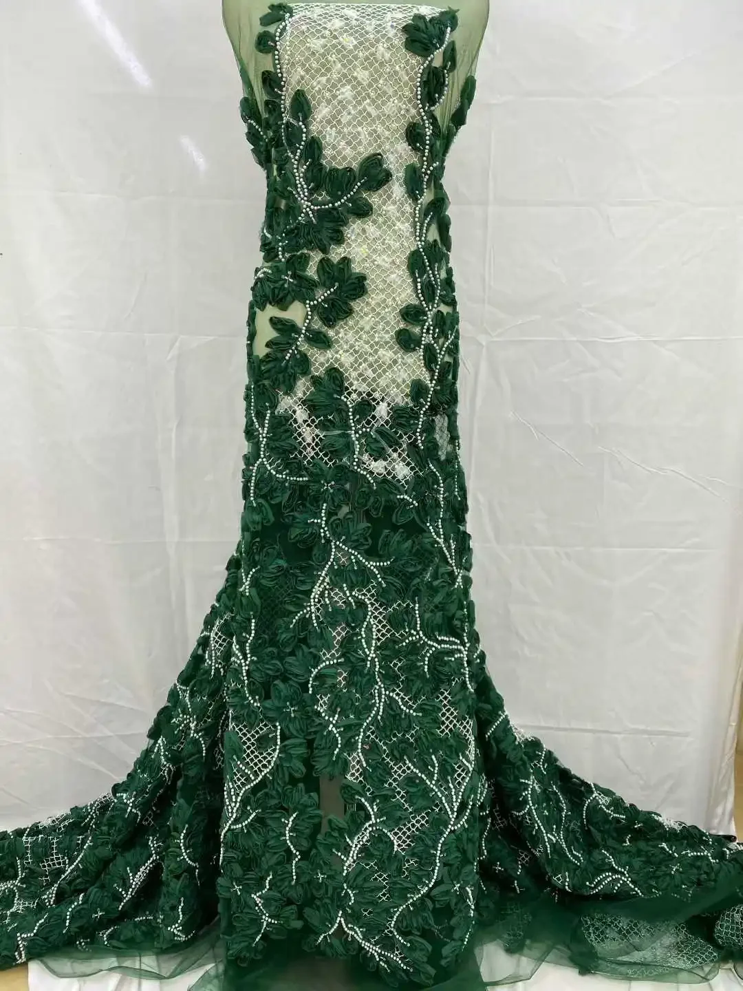 Africa 3D Butterfly Tulle Lace Fabric 2025 Newest France Nigeria Beaded Embroidery Tulle Fabric For Wedding Dress Sewing CC1550