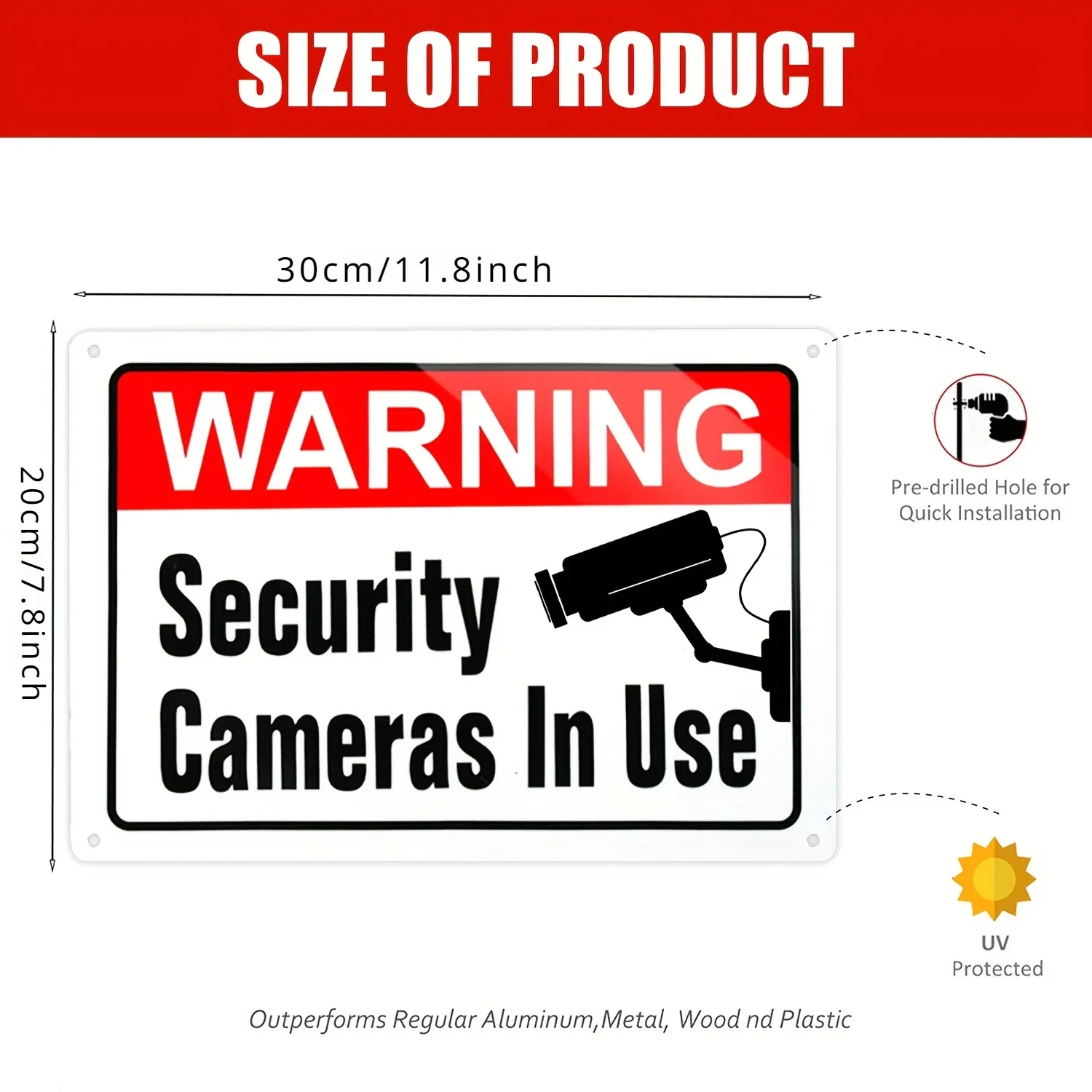 2Pcs Warning Video Surveillance In Use Sign, Security Cameras In Use Sign,  For Yard House Property And Business Driveway Alert