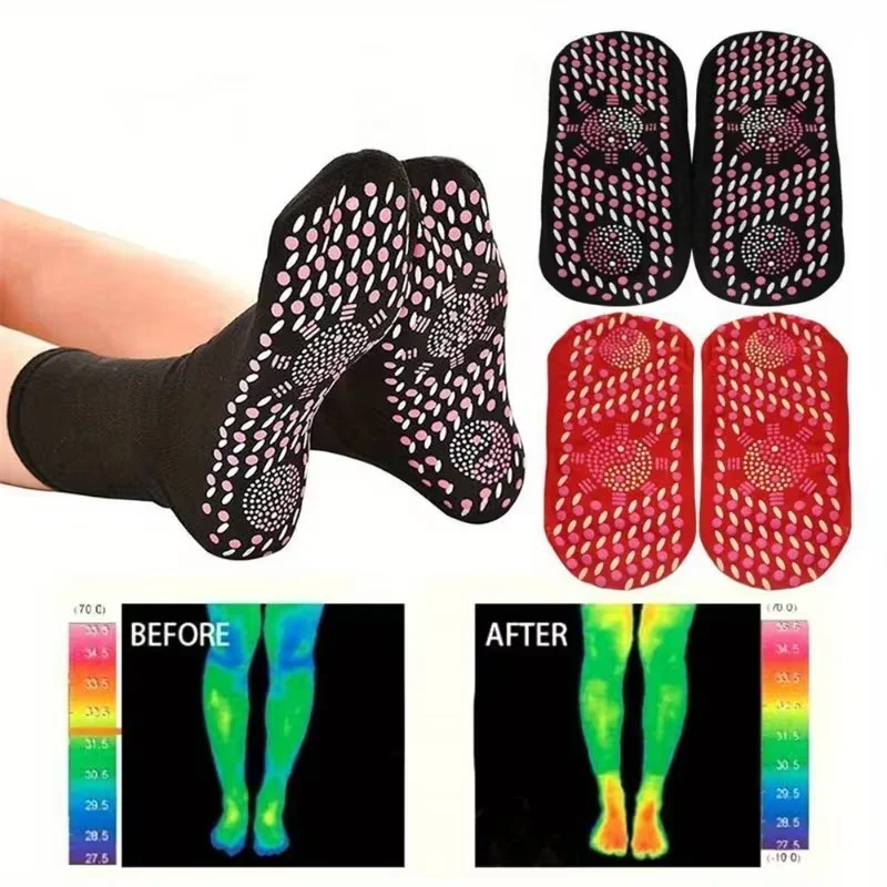 1-10Pairs Acupressure Massage Socks for Men Women Comfortable Breathable Thermal Anti Cold Feet Warm Health Care Winter Socks
