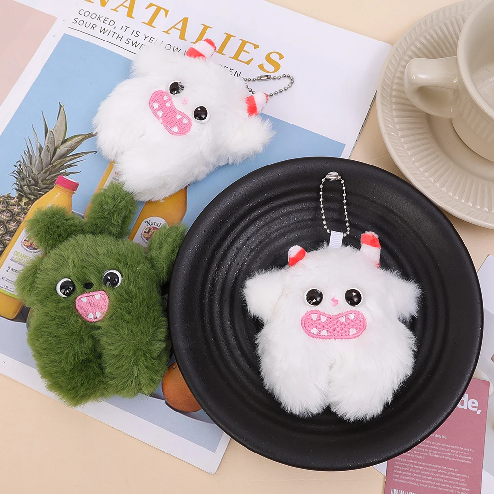 1/2Pcs Plush Little Monster Keychain Creative Cartoon Doll Pendant Keyring for Girls Backpack Charm Earphone Cover Accessories