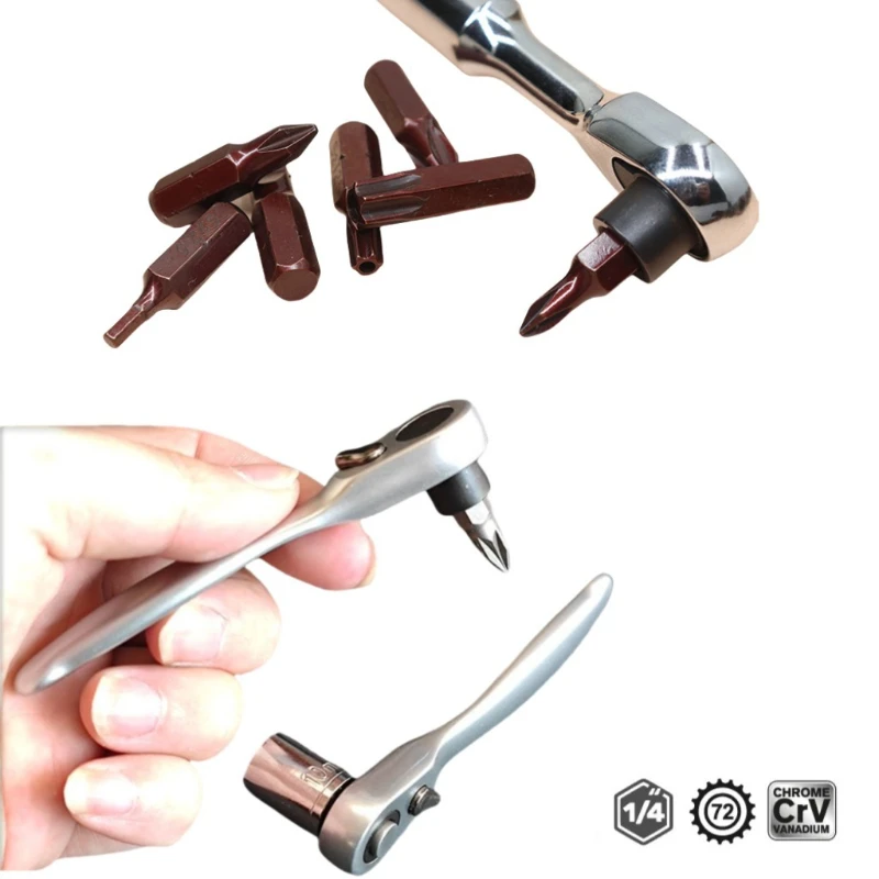 

Мини-трехвой ключ с трещоткой 1/4, двусторонний быстроразъемный ключ с трещоткой, отвертка, шестигранные динамометрические ключи, набор гаечных ключей