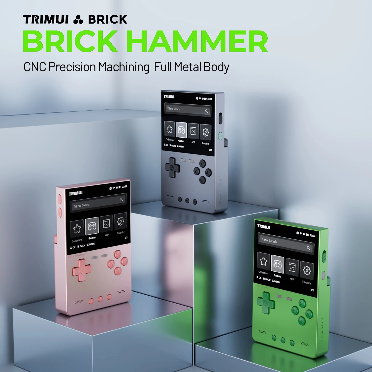 Trimui Brick Hammer Console di gioco portatile Schermo IPS da 3,2 pollici 1024 * 768 3000mAh Regali per macchine da gioco retrò open source in metallo