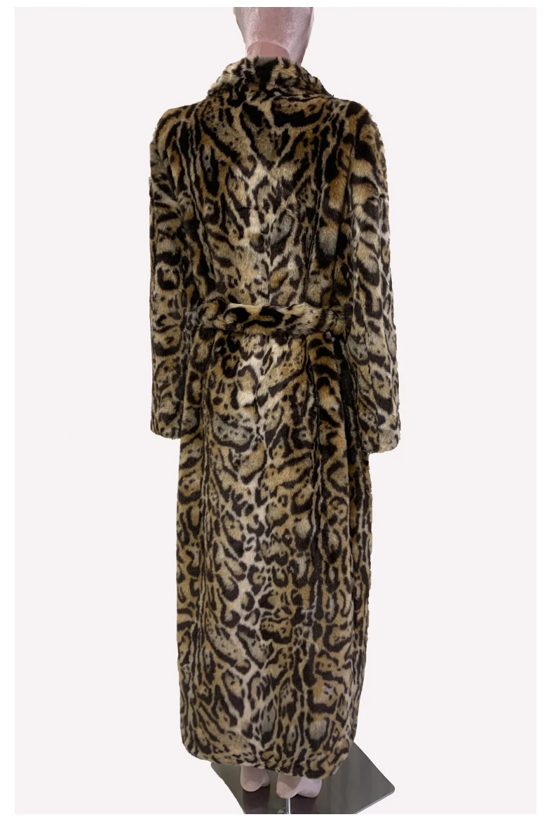Mauroicardi Winter Maxi Colorful Multicolored Thick Warm Leopard Print Faux Fur Coat Women Sashes Baggy Chic Furry Overcoat 2024