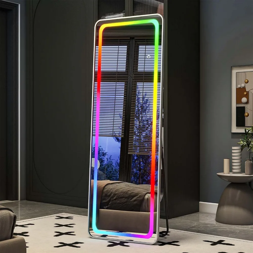 

Led Full Length Mirror, 63"x20" Full Length Lighted Mirror With Remote Control, Rgb Color Changing Lights, 7 Dynamic Modes, Dim