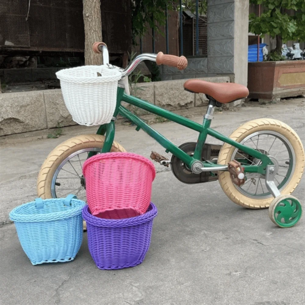 

Water Resistant Bicycle Basket Adjustable Leather Straps Handwoven Front Handlebar Basket Waterproof Daily Commuting