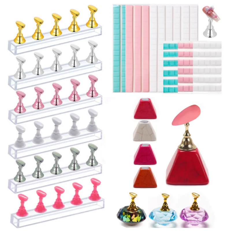 

Magnetic Nail Holder Practice Display Stand Manicure Gel Polish Showing Shelf Nail Art Adhisive Glue Clay Sticky Tool