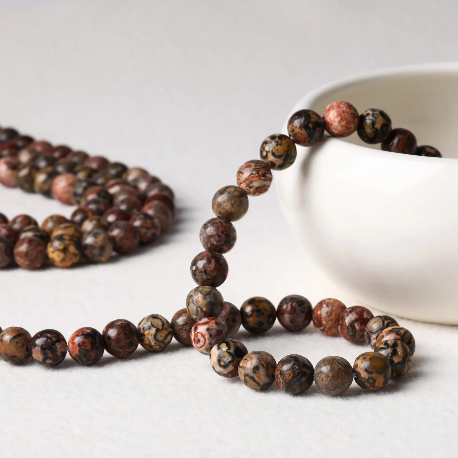 1 Strand Natural Red Leopard Skin Stone Jasper Beads Round Loose Seed Bead for Jewelry Making DIY Necklace Bracelet Accessory