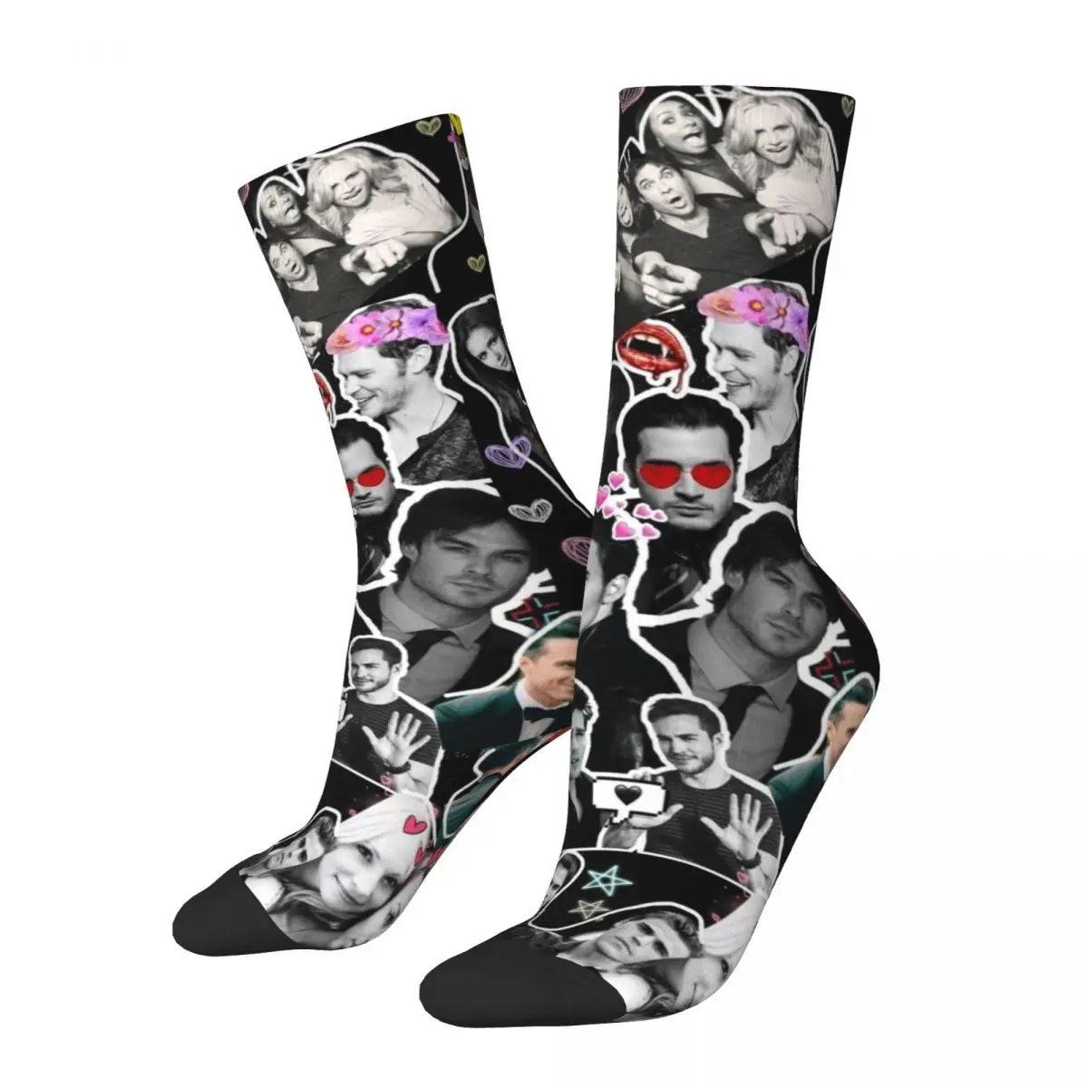 New Men's Socks Crazy The Vampire Diaries Damon Salvatore Sock Polyester Graphic Women's Socks Spring Summer Autumn Winter