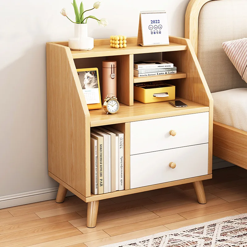 JOYLIVE Solid Wood Bed Economical Nordic Bedside Cabinet Small Lockers Receive Ark Creative Multifunction Bedroom