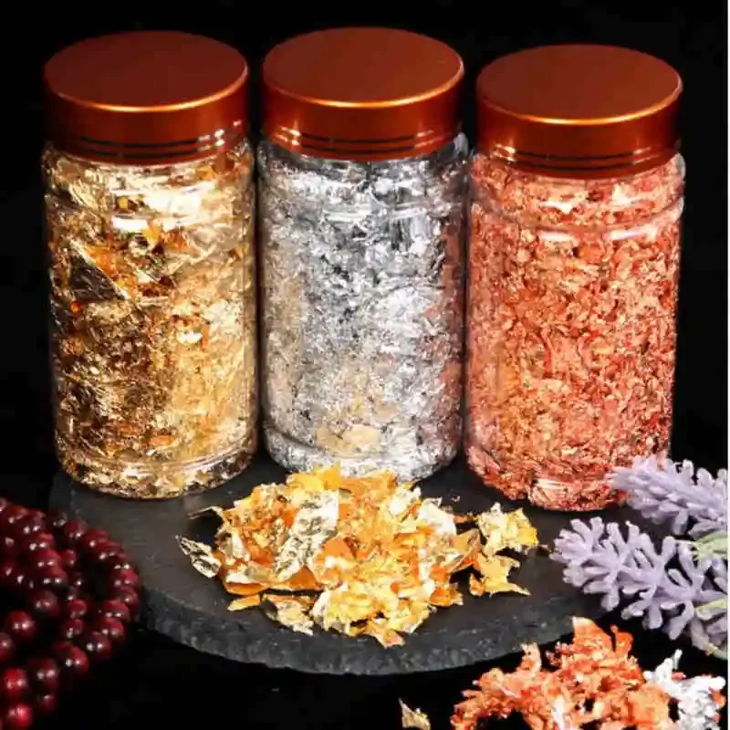 

Gold Leaf Flakes Sequins Glitters Confetti 3/4/5/10g Shiny for Painting Arts Nail Art Foil Decorative Paper Resin Mold Fillings