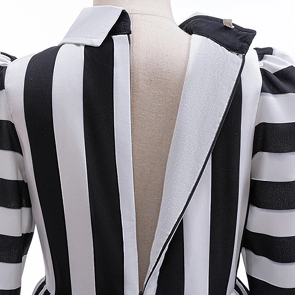 Halloween Beetle Juice Cosplay Black White Stripes Girls Princess Dress Kids Carnival Disguise Party Clothes Children Costume