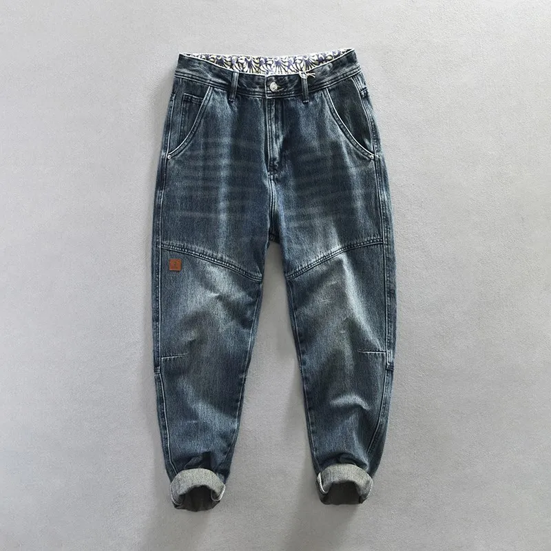 

Retro Waed Men's Jeans Straight Leg Trendy Logging Pants Couple Sle Casual Workwear Spring Autumn Loose Fit Denim