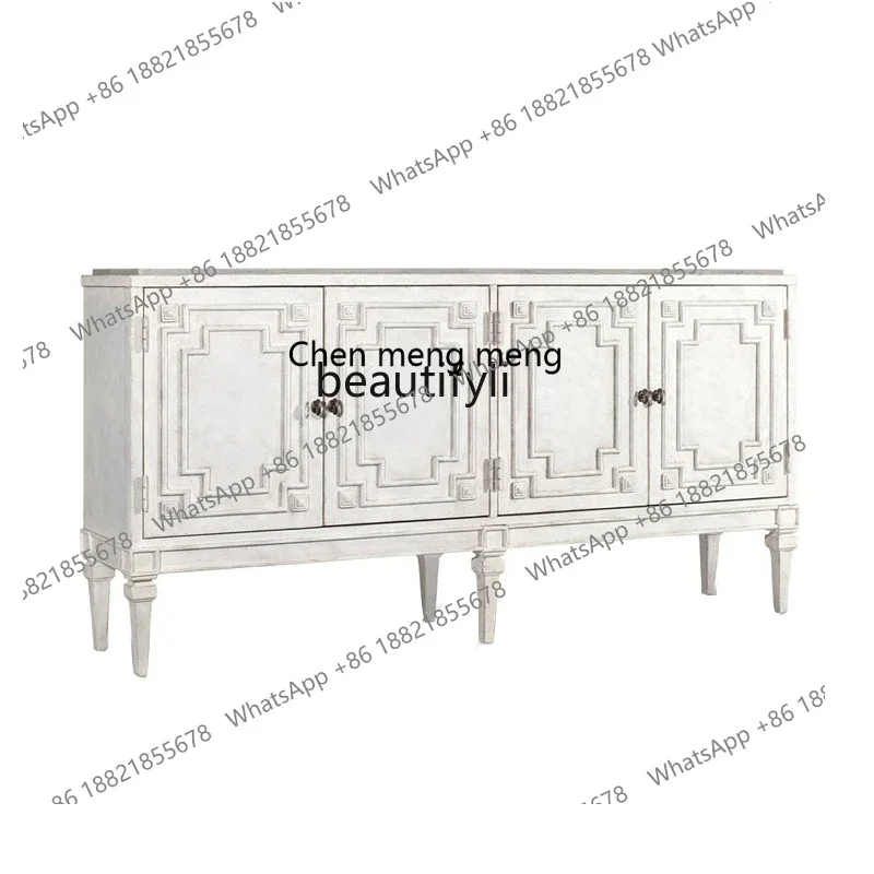 

X CQYporch cabinet French living room solid wood light luxury TV cabinet European carved storage dining side decorative cabinet