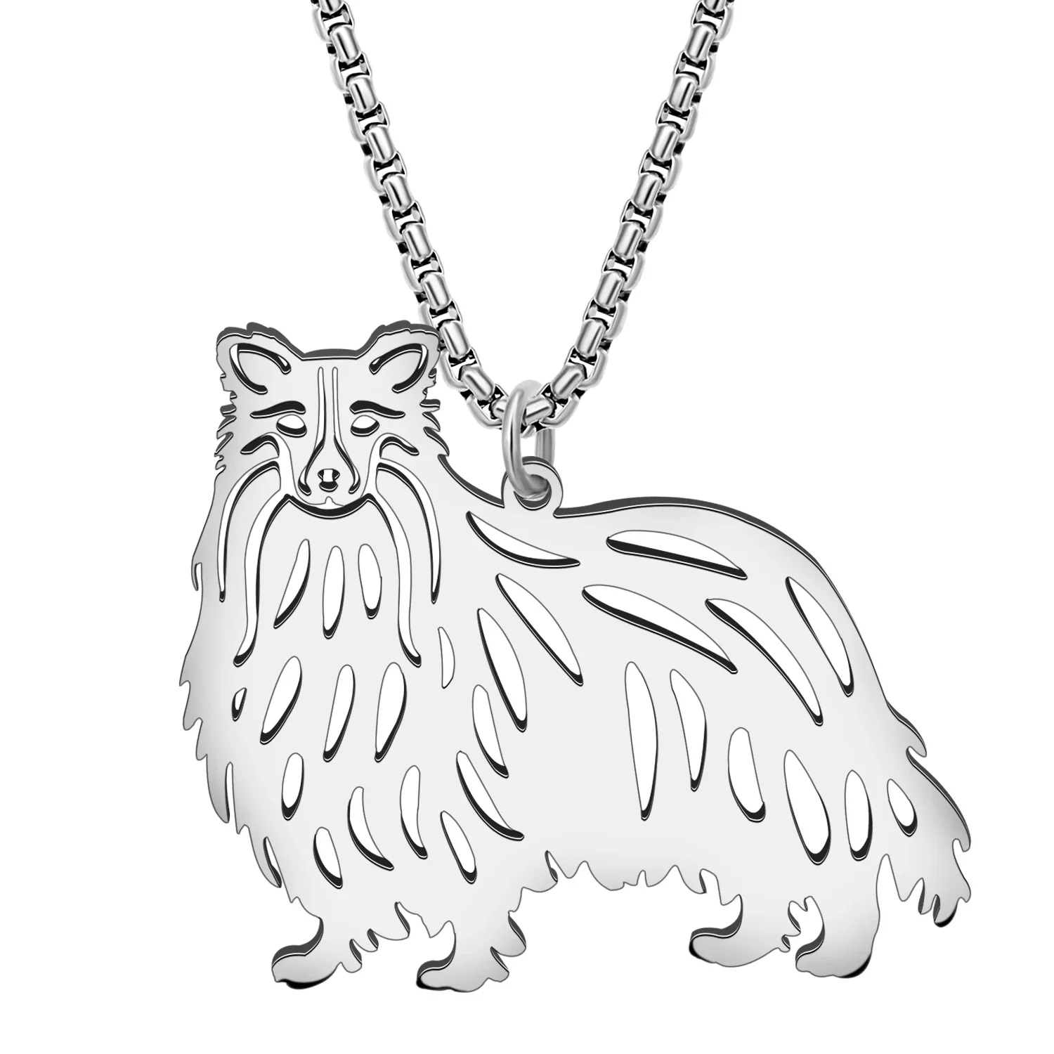 BONSNY Stainless Steel Border Collie Dog Necklace Charms Gifts For Women Girls Kids Teen Anime Doggy Puppy Pendant Jewelry