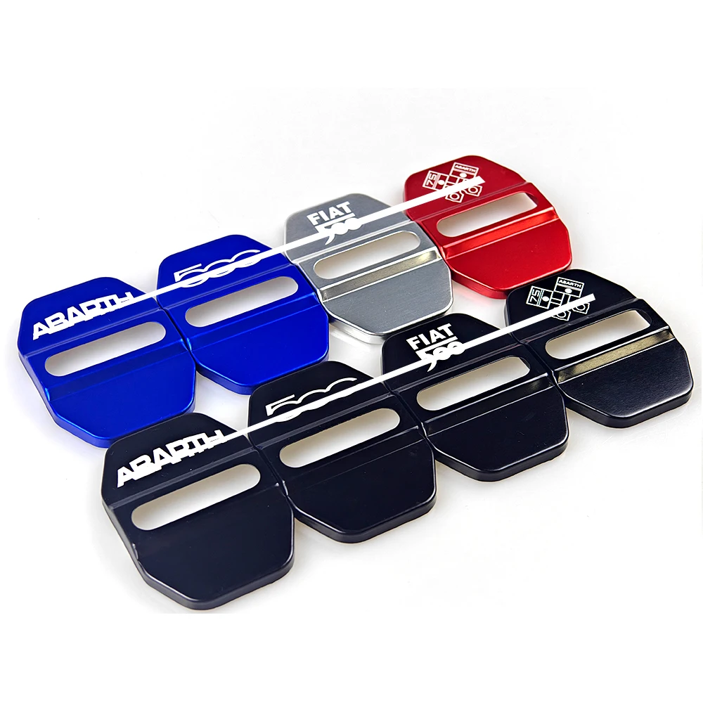 Brandneue Türschlossabdeckung aus Edelstahlmaterial im Racing-Stil für Fiat500/Abarth 595 695 (2 Stück/Set)