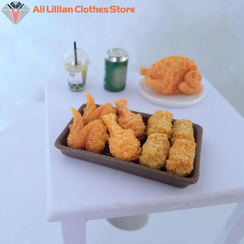 ⭐HOT❗ 1Set Mini Simulation Fried Chicken Miniatures Food Doll House Decor DIY Supply Model Food Ornament Toy Dollhouse Accessor