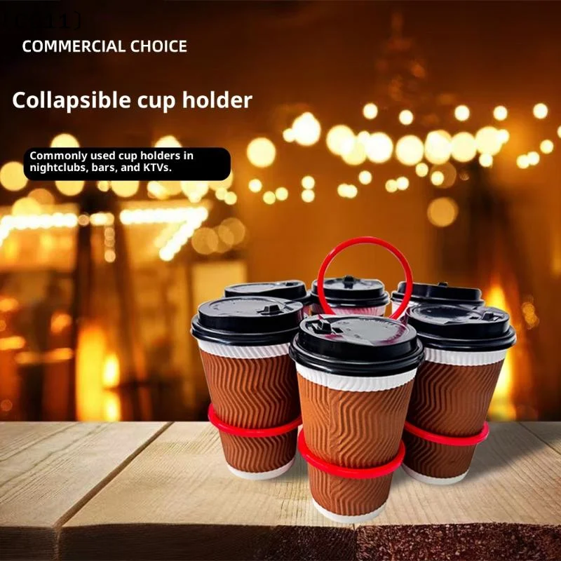 1Pcs Collapsible Rotatable Portable Cup Holder - 6-Cup Plastic Carrier For Party Wine & Coffee Cups Creative Tote Rack〔CC11〕