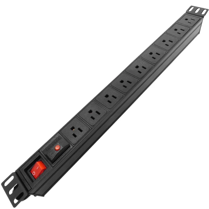 

PDU aluminium alloy US overload protection Power Strip 9AC Outlets Sockets with US PLUG 2M Extension Cable Electrical Socket