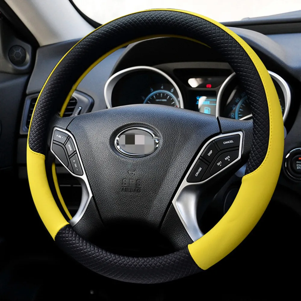 Leather Car Steering Wheel Cover For Hummer H1 H2 H3 Anti-Slip Embossing Steering Wheel Protection Cover Car Styling Accessories