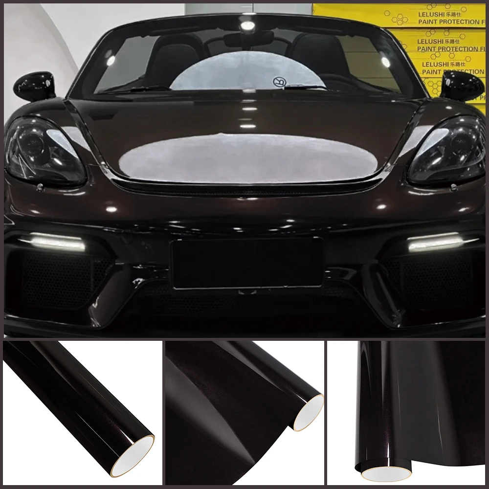 

PET Chameleon Black&Red Car Vinyl Film PVC Waterproof Car Engine Hood Decal Self Adhesive Motorcycle Auto Body Decoration Film