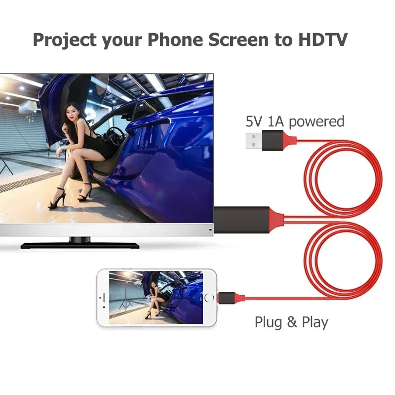 HDTV Cable Display for IPhone for Samsung Huawei Phone Screen Connect To HDMI HD TV Projector Audio Video Adapter Converter New