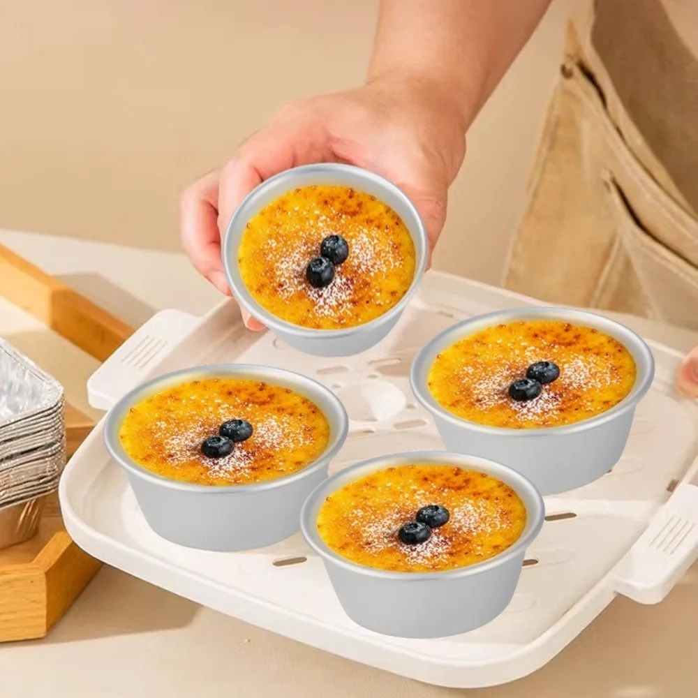

5Pcs Aluminum Alloy Nonstick Cupcakes Cup Small Tin Nonstick Surface Eggs Tart Moulds Round Shape Cake Mold Pan Home Kitchen