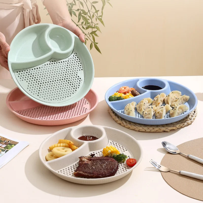 Plato para Dumplings 2 en 1 con Doble Compartimento y Recipiente para Salsa, Apto para Microondas, Gran Capacidad para Dumplings, Rollitos Primavera y Bocadillos 2026