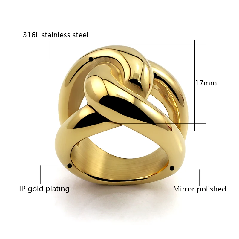 2025 Trendy Chunky Jewelry Waterproof Stainless Steel 18K Gold Rope Twisted Stacking Rings for Women Minimalist
