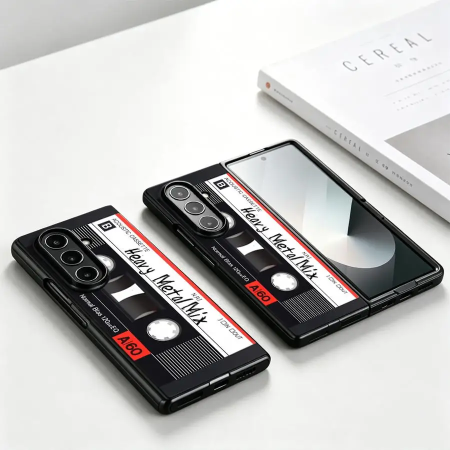 Red Line Cassette Phone Cover Case for Samsung Galaxy Z Fold 8 Ultra ZFold3 ZFold7 ZFold6 Z Fold 7 6 5 4 3 ZFold5 ZFold4